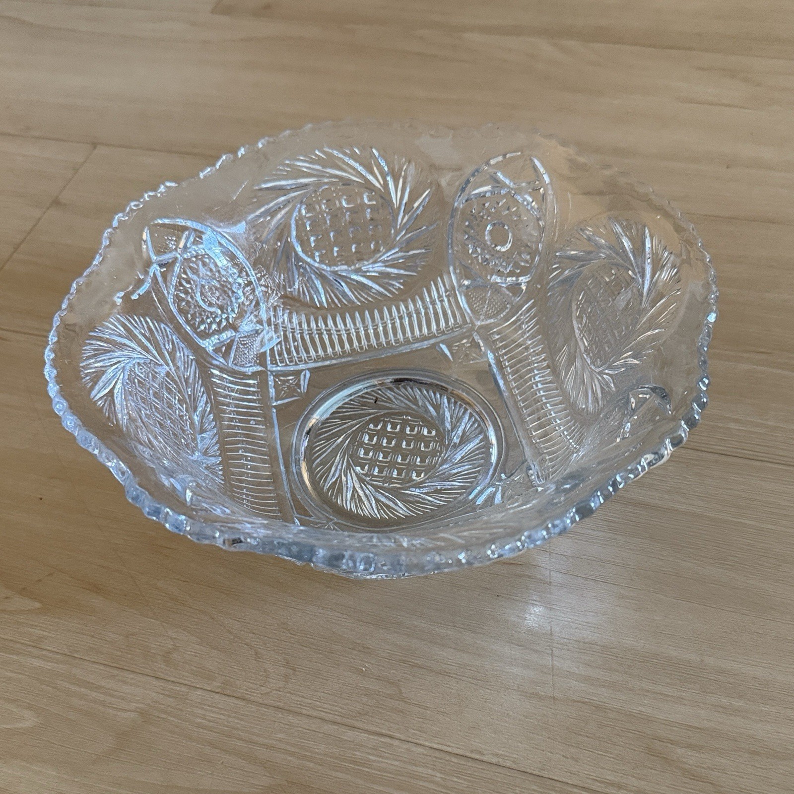 RARE ANTIQUE ESPG MCKEE SUNBURST AKA AZTEC SUNBURST 9” DIAMETER BOWL 1905-1925