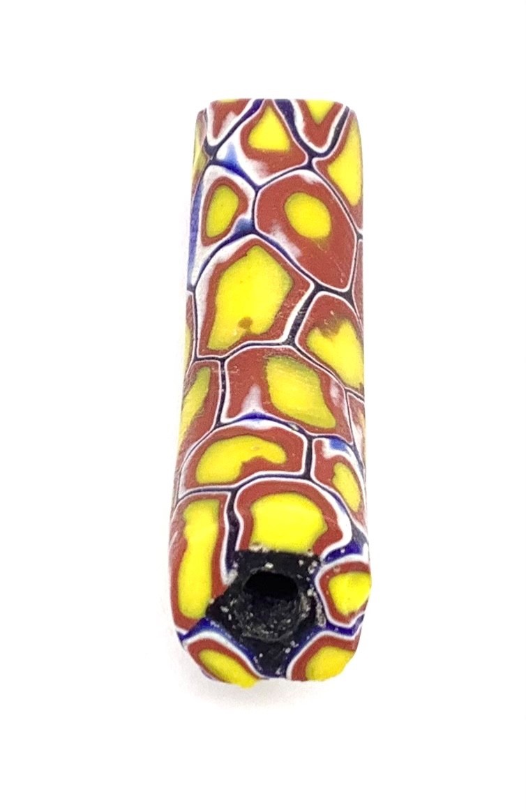 Rare Elbow Venetian Antique Brown Yellow Millefiori African Trade beads