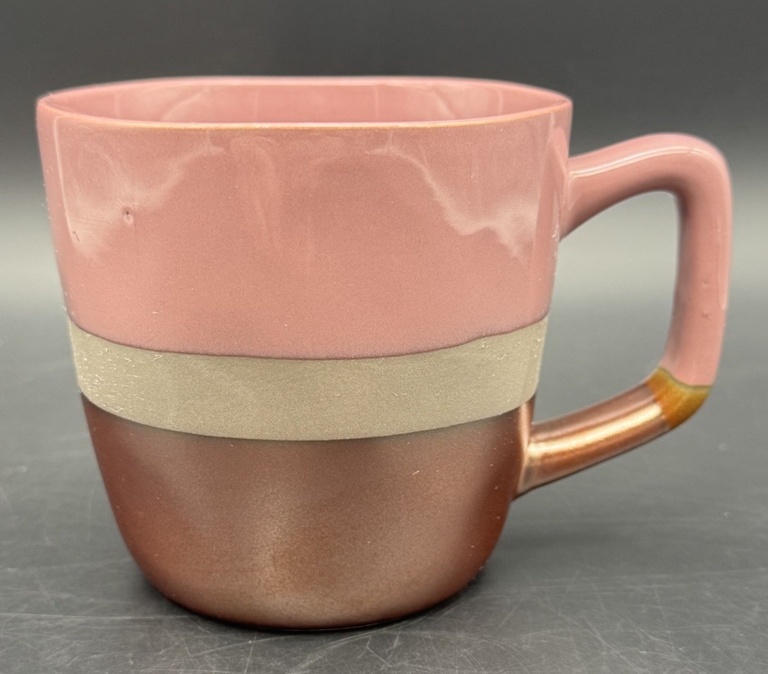 Pfaltzgraff Iridescent Pink Brown Metallic Luster Coffee Mug Stoneware