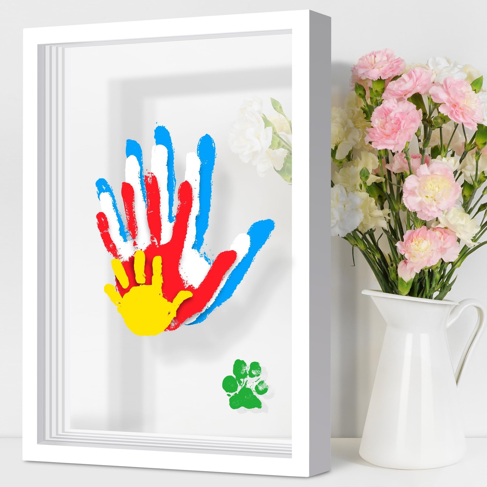 Family Handprint Kit, DIY Craft Keepsake Wooden Frame, Personalized Hand Prin...