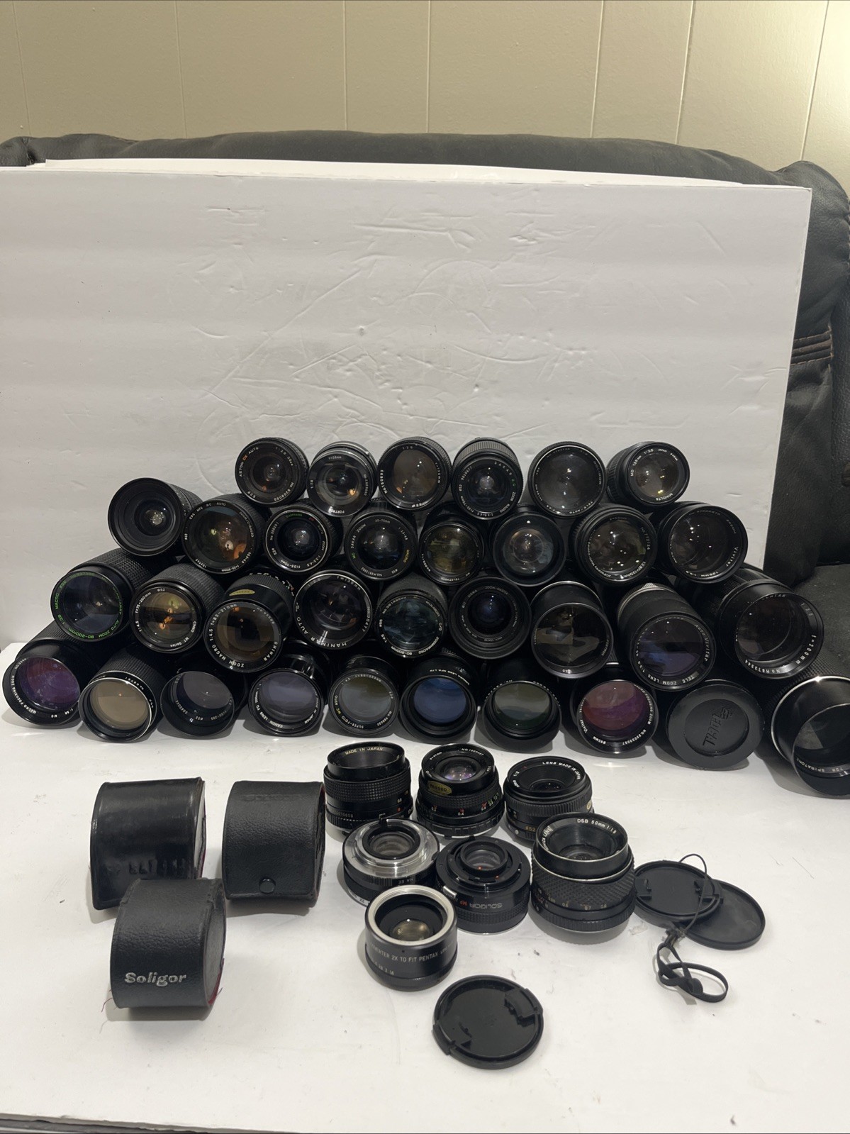 Camera Lens Bulk Lot 40 Lenses / Teleconverters Pentax, Canon, Komura, And More1
