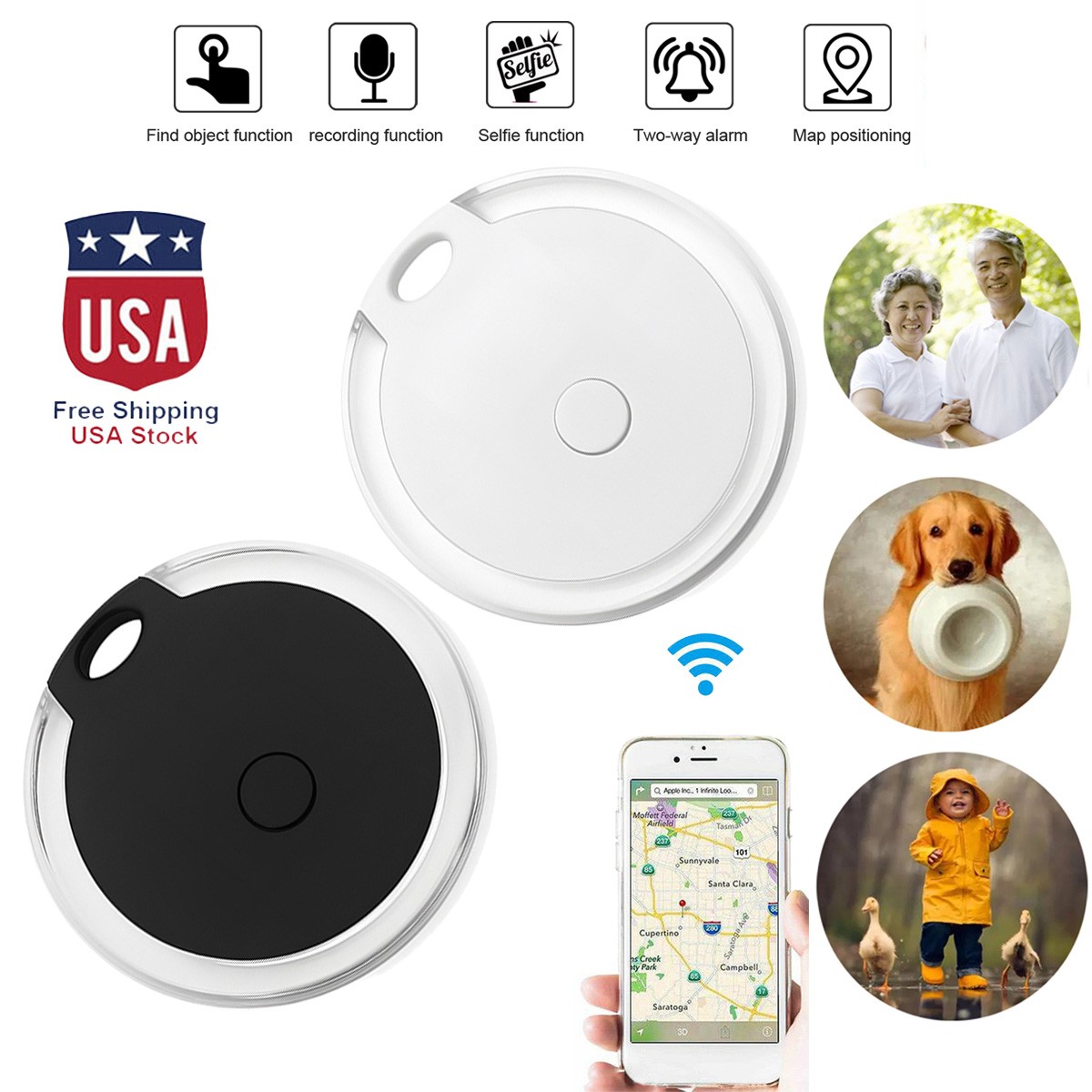 Bluetooth 5.0 Tracker Key Finder with Two Way Alarm for Phone and Wallet Locator