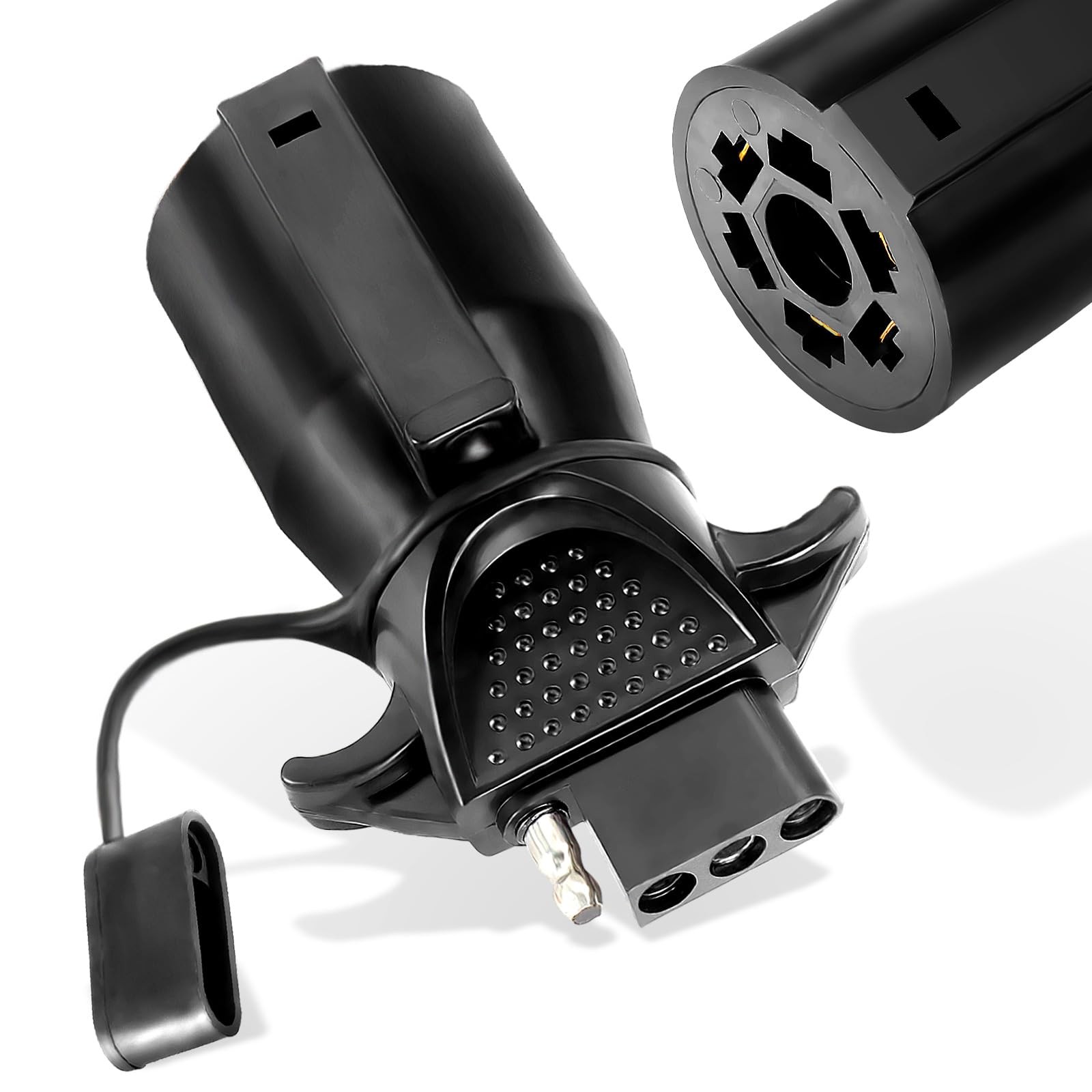 Agrieyes Premium 7 Pin to 4 Trailer Adapter, 7 Way Blade 4 Black 