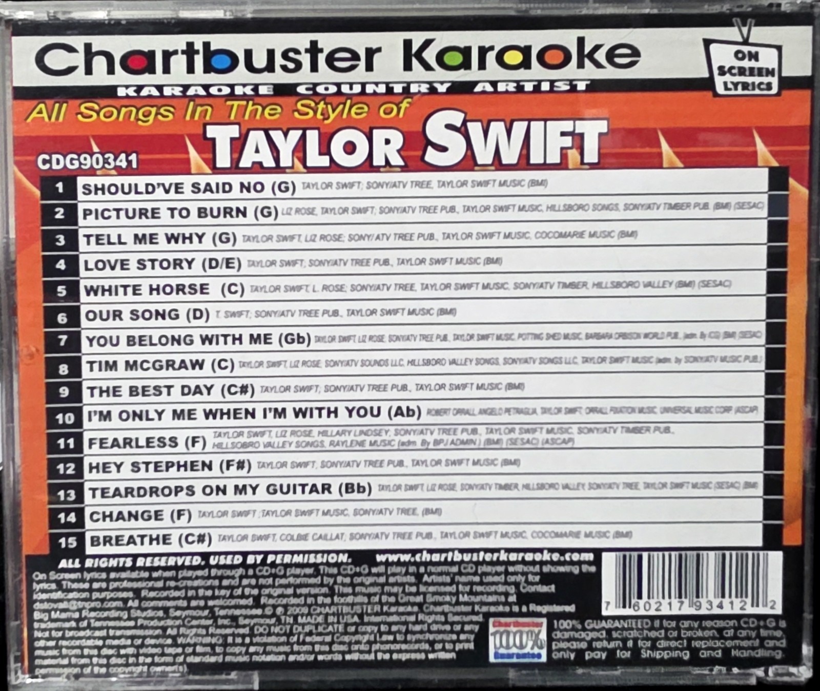 90341 TAYLOR SWIFT      CHARTBUSTER CDGS LOT  LONG DRIVE