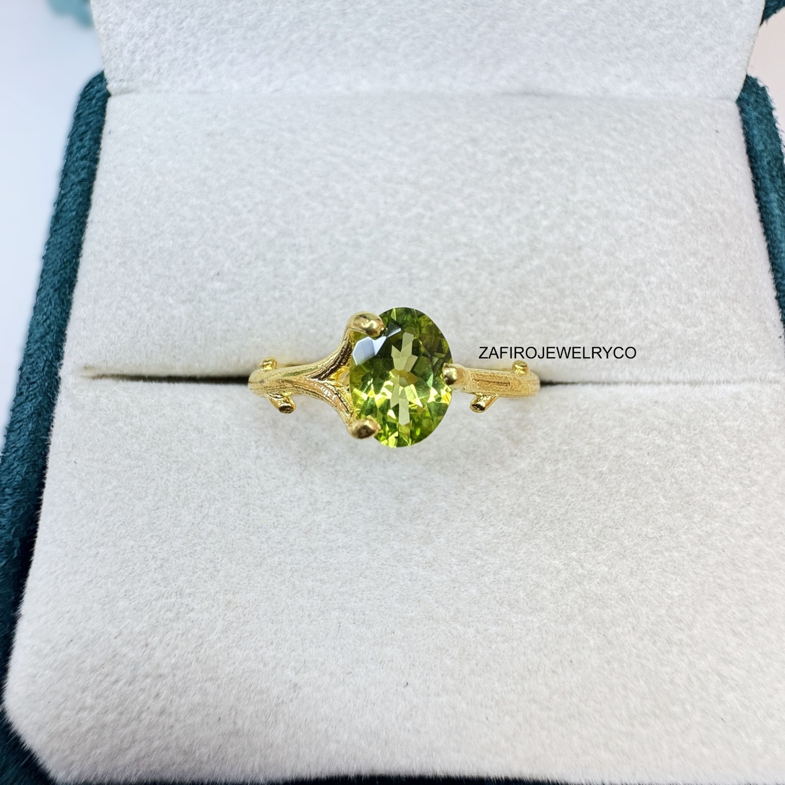Natural Peridot Ring, Birthstone Ring, 925 Sterling Silver, Oval Cut Peridot