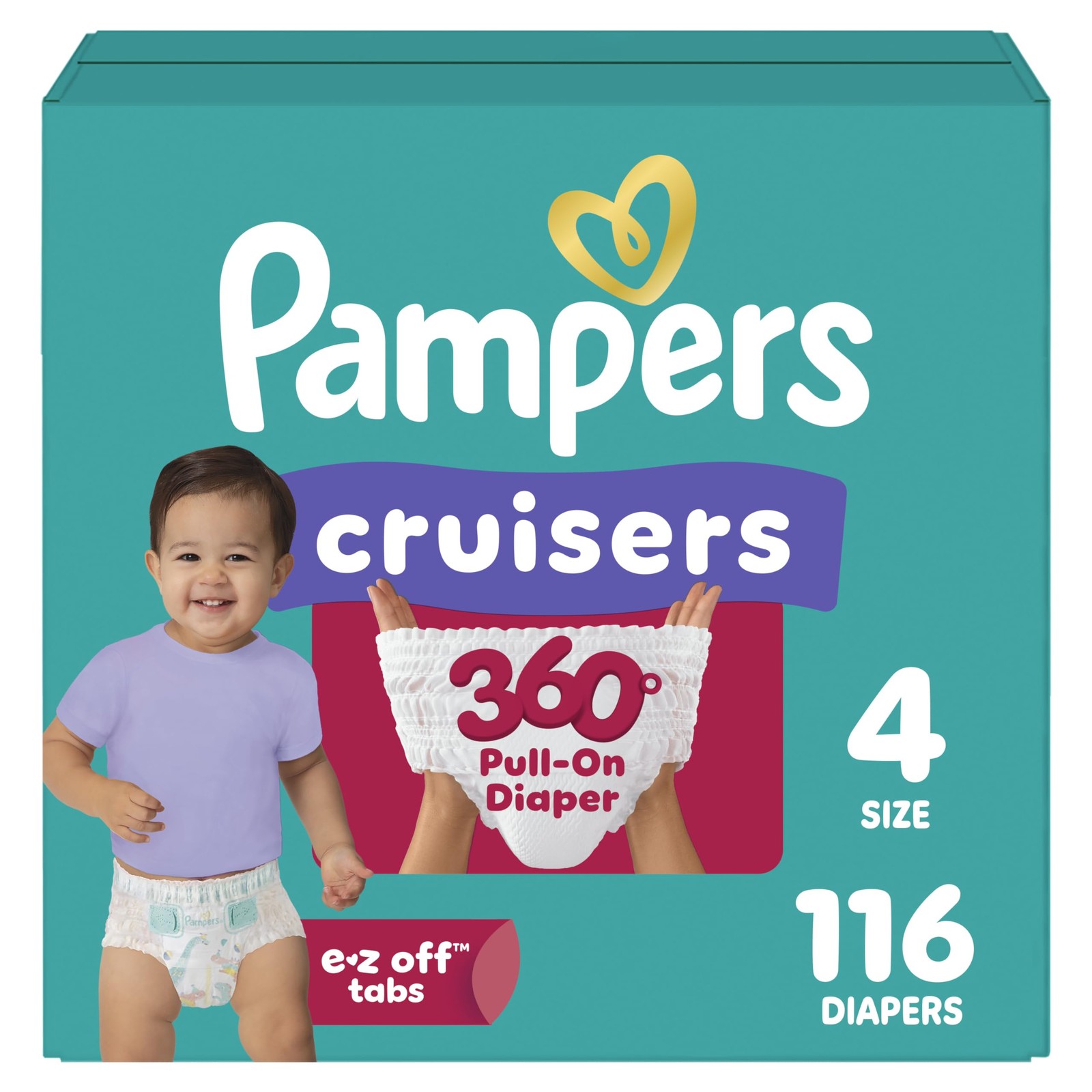 Pampers Cruisers 360 Diapers Size 4 116 Count Babyproof Leakproof Pull-On