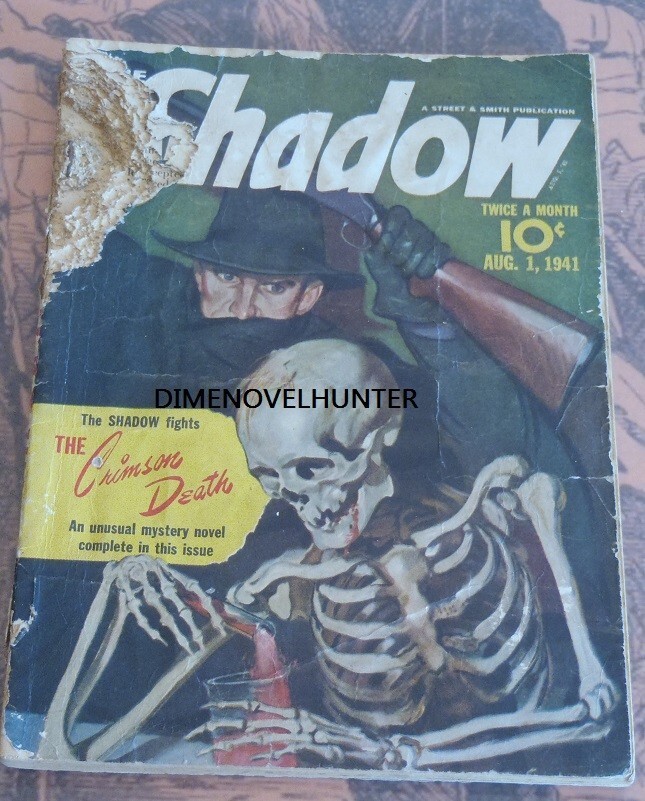 SKELETON COVER THE SHADOW AUGUST 1941 VOL 38 5A THE CRIMSON DEATH MAXWELL GRANT