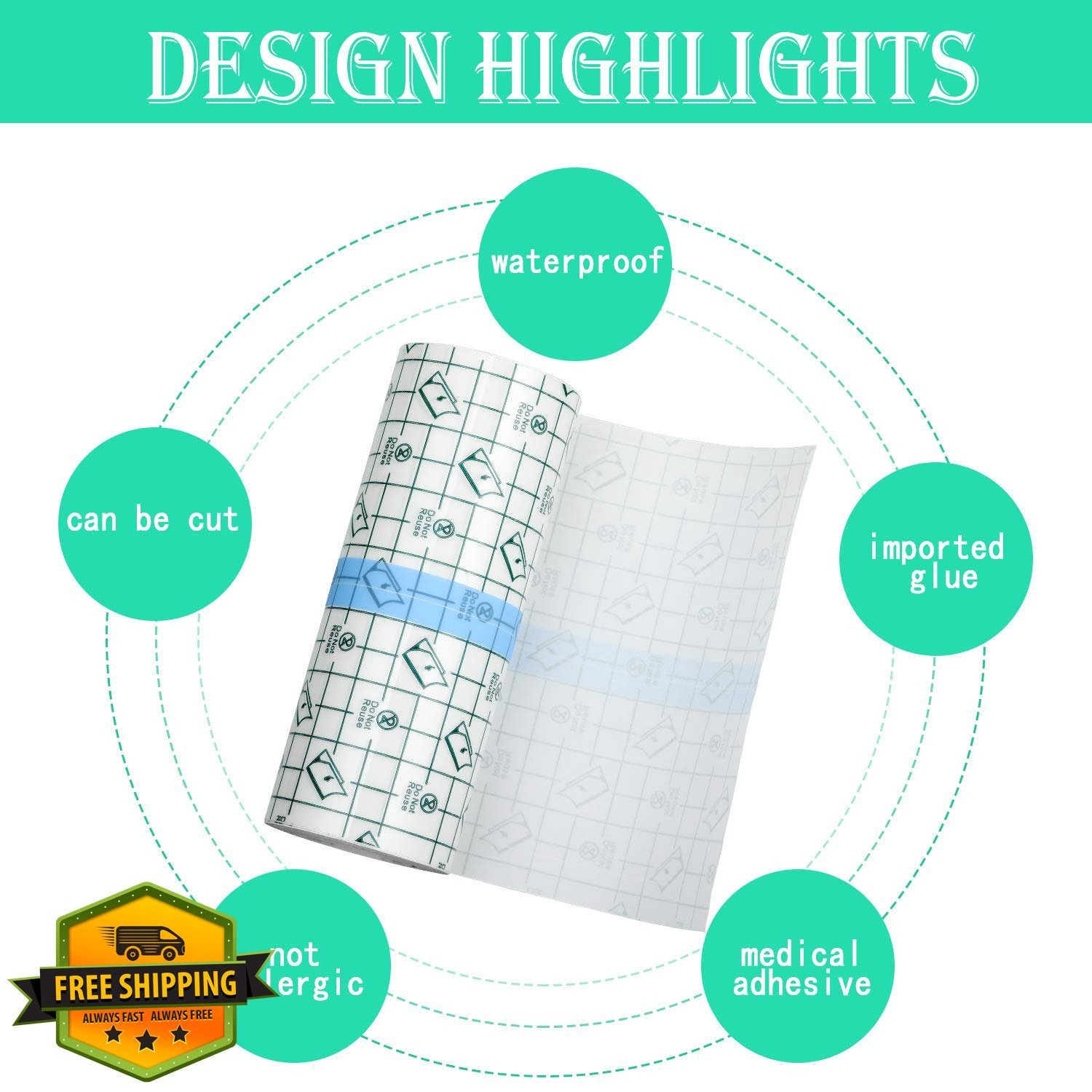 Transparent Waterproof Bandage Clear Adhesive Tape for Tattoos Swimming Showers