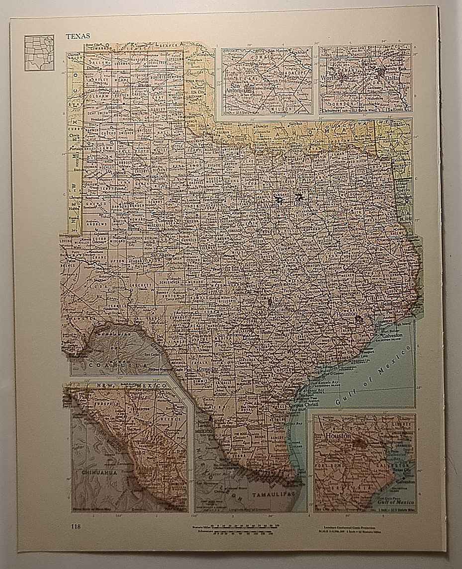 Vintage TEXAS Atlas Map 1962 MSM Rand McNally Cosmopolitan World Atlas