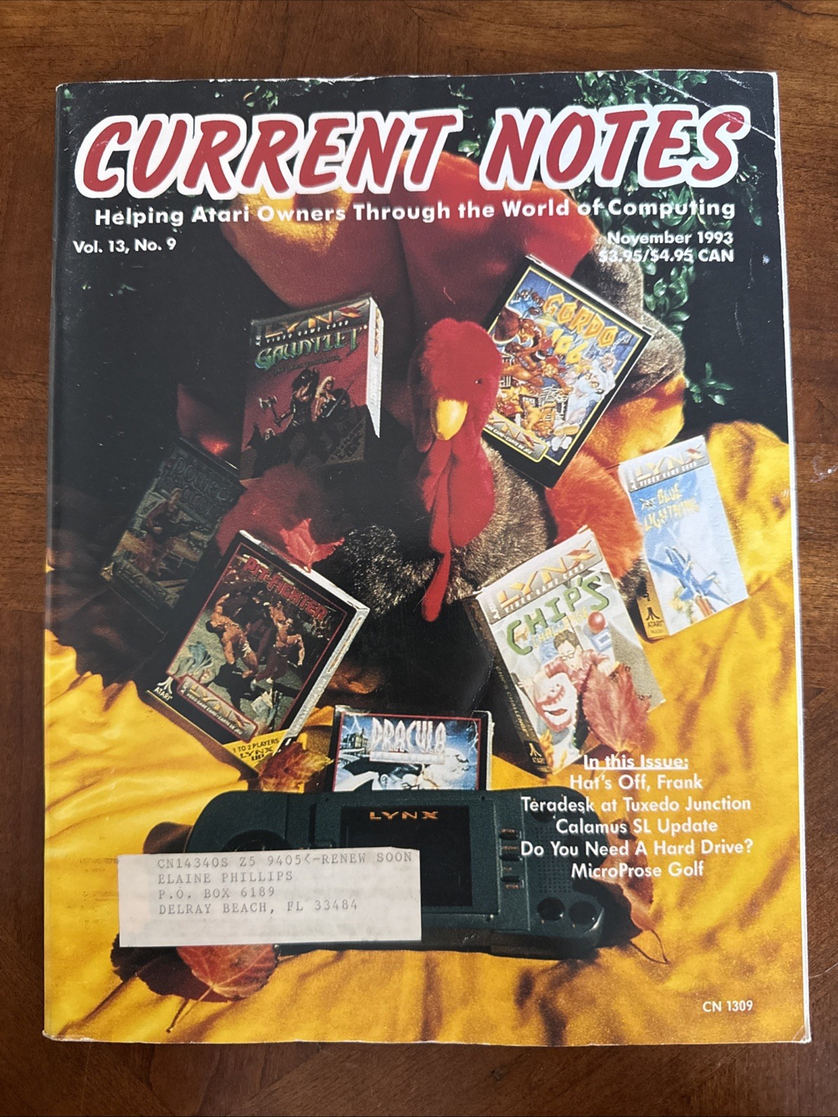 Current Notes ( November 1993 Vol. 13, No. 9) Classic Atari Computer Magazine!