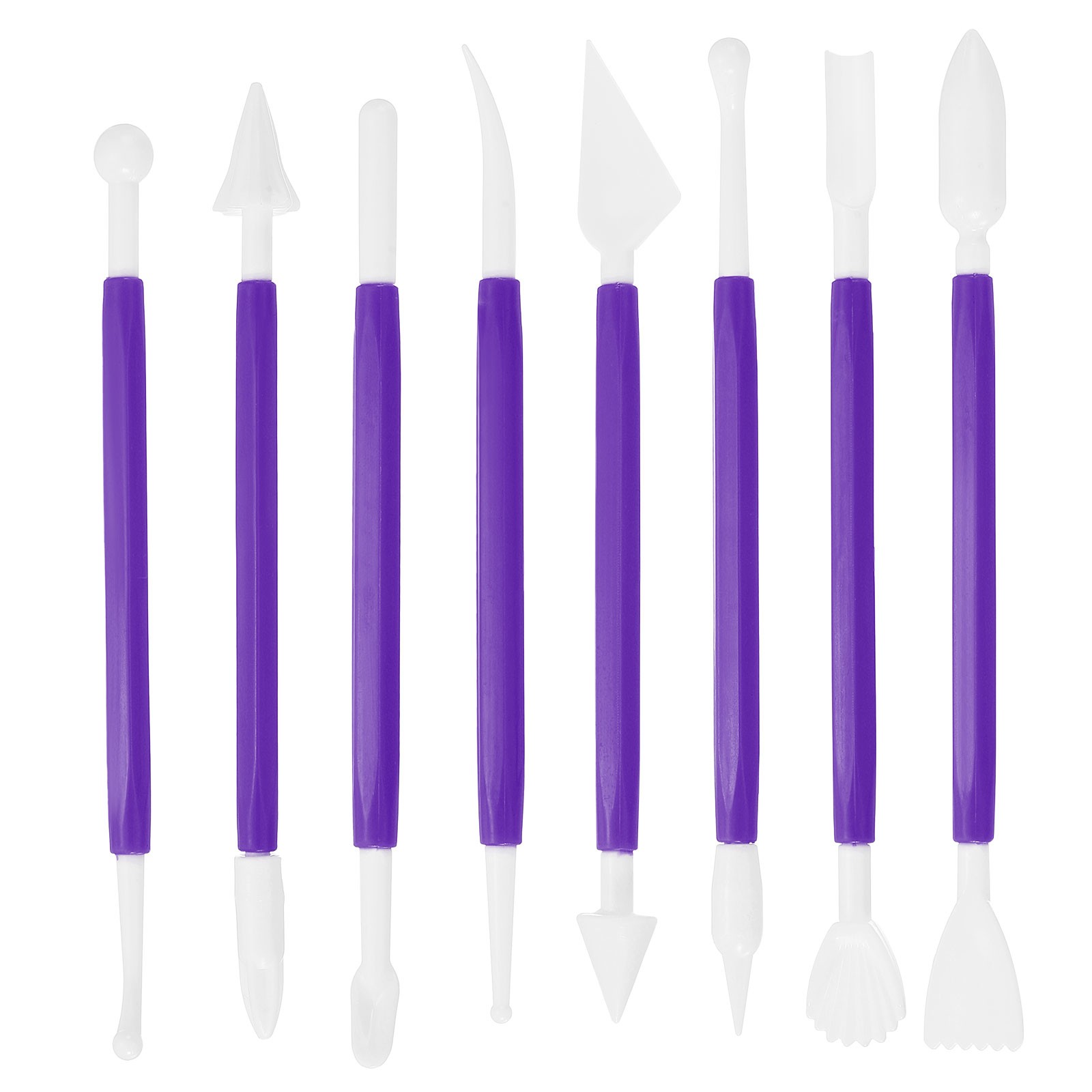 8pcs Plastic Clay Tools Double-Headed Modeling Sculpting Pottery Purple