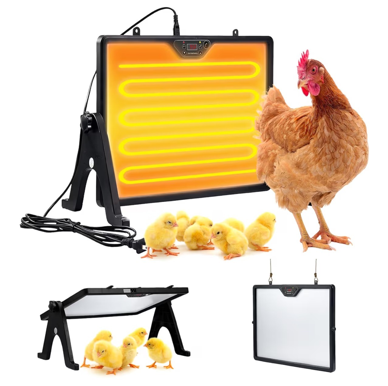HIRALIY 180W Dual-Sided 17"x13" Chicken Coop Heater Smart Brooder Plate 110V NEW