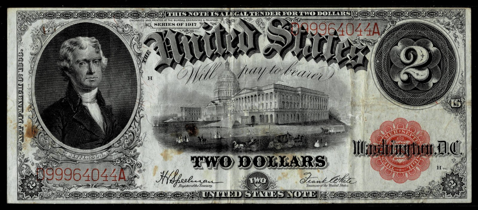 1917 $2 LARGE SIZE~LEGAL TENDER NOTE~~ VERY FINE