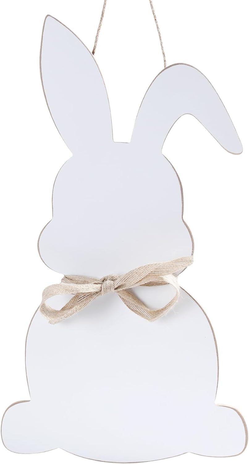 Easter Decorations-Easter Bunny Front Door Sign-Wooden Bunny Door Hanger for Spr