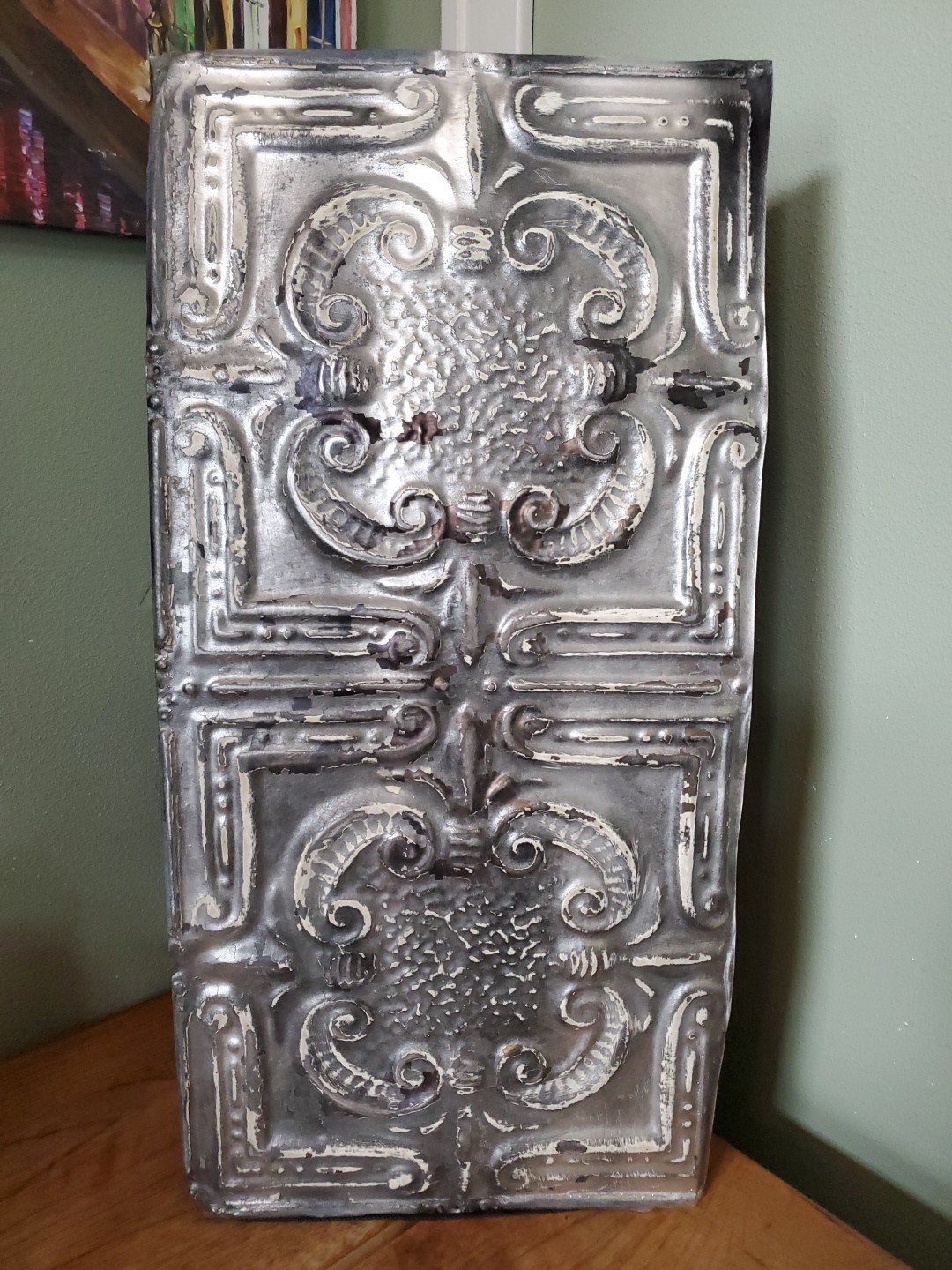 Vintage Ceiling Tin for crafts patch work home decor  24”x11”