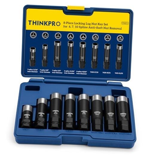 Splin Socket Set-8 Piece Wheel Lock key,6 Spline Lug Nut Socket,7 Spline Lug 