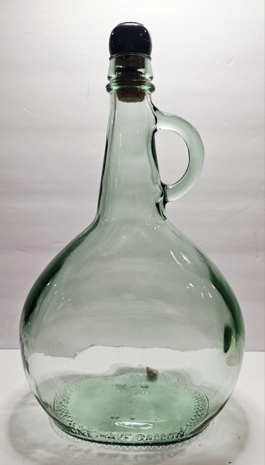 Vintage Almaden Vineyards Green Glass Wine Jug Embossed One Half Gallon 12"
