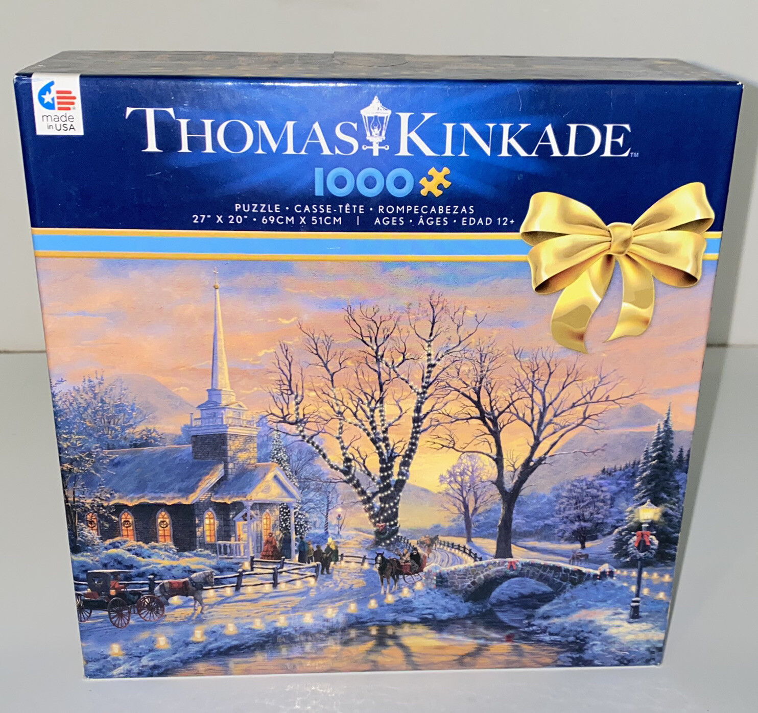 Thomas Kinkade Holiday Evening Sleigh Ride 1000 pc Jigsaw Puzzle with Poster