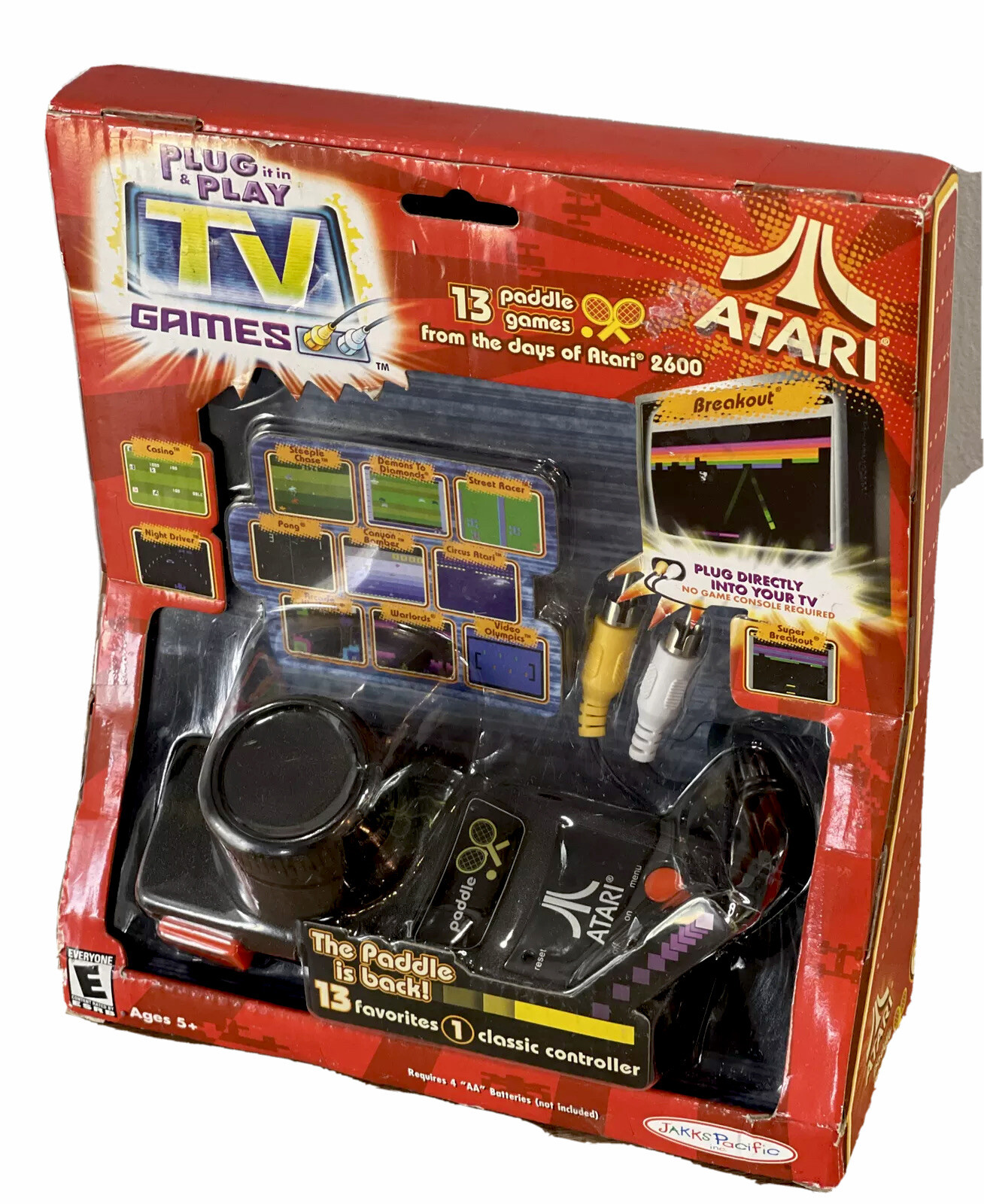Vintage New Y2K  Atari Game System Plug Play Jakks Pacific 13 Paddle Games 2004 