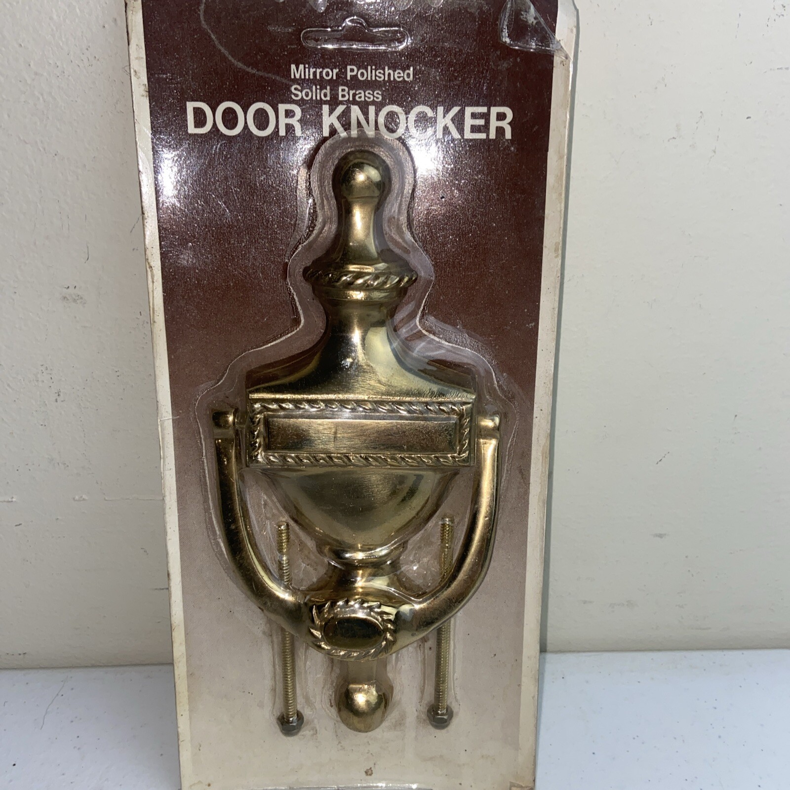 Brass Door Knocker Mirror Polished 7.5” NEW Sealed In Package Solid
