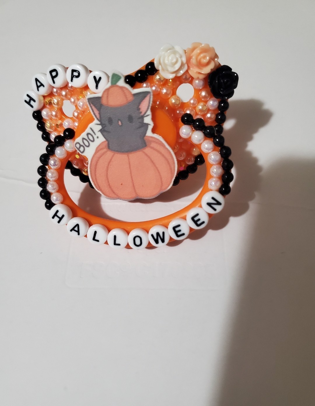 NEW Custom Oversized Pacifer, Happy Halloween, Never Used, Very Pretty Novelty 