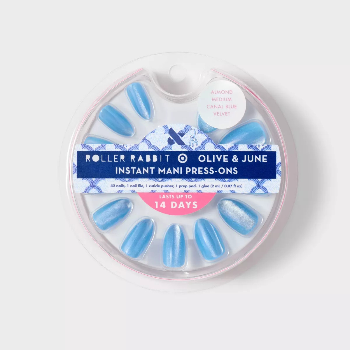 Roller Rabbit X Target - Olive & June Press-On Fake Nails - M Almond - Canal Blu