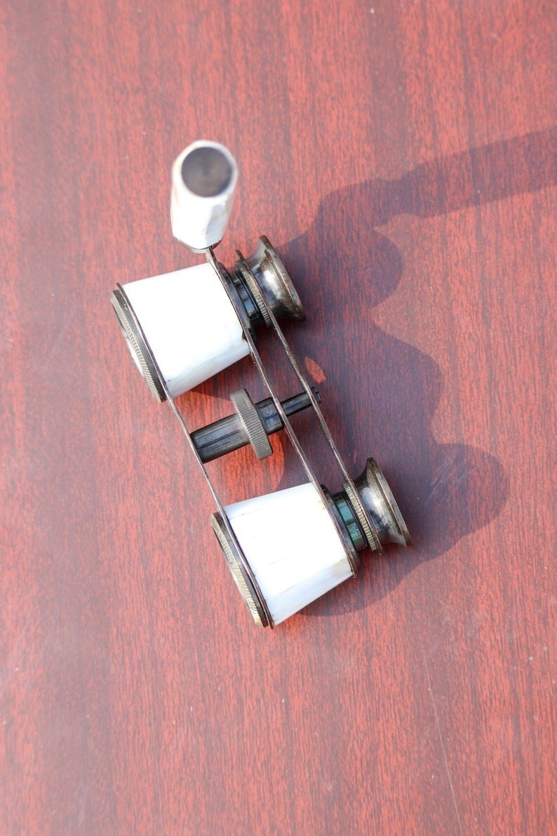 Nautical Antique Mother of Pearl Brass Binoculars Working Opera Telescope Gift