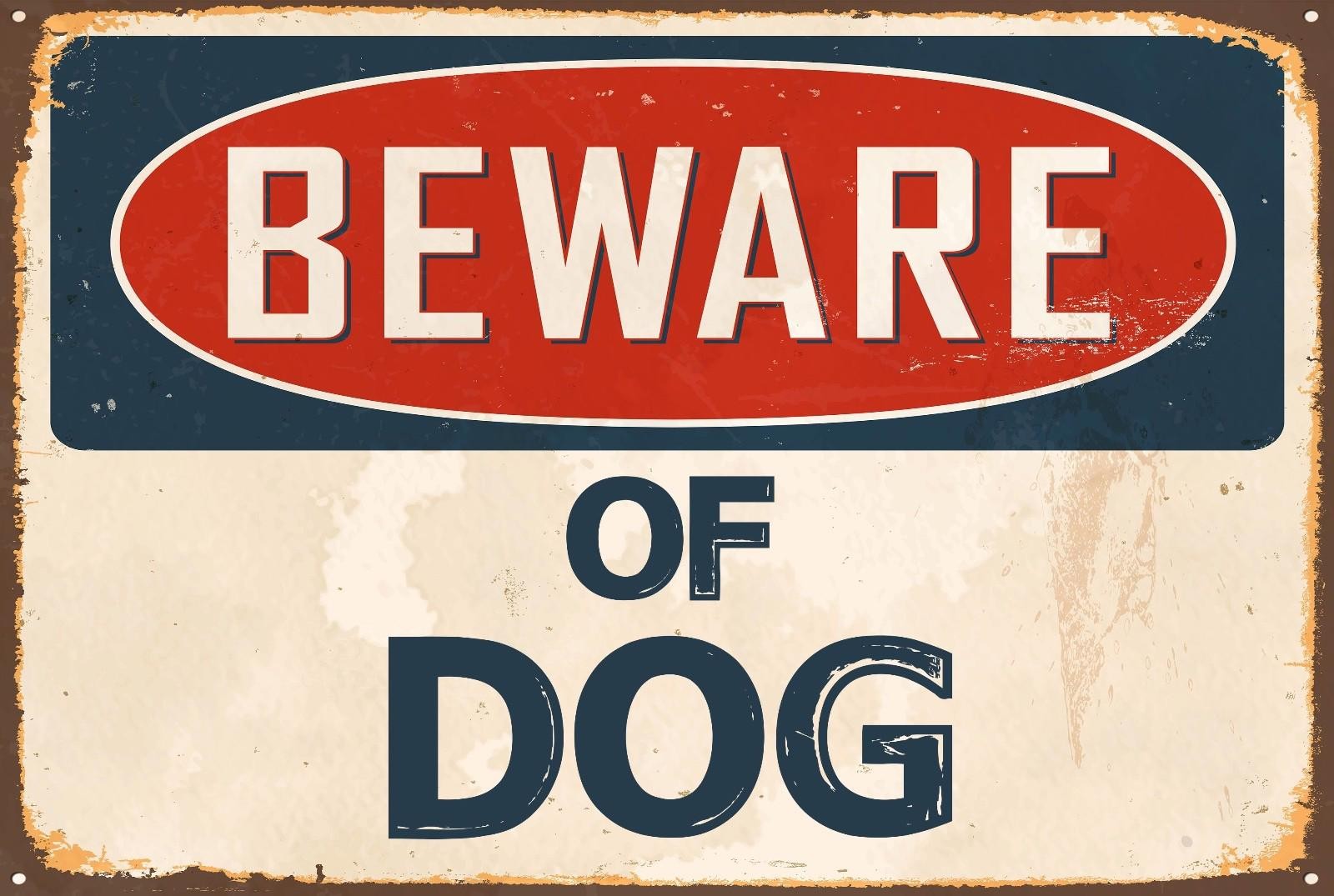 Beware of Dog Aluminum 8x12 Metal Novelty Vintage Reproduction Danger Sign