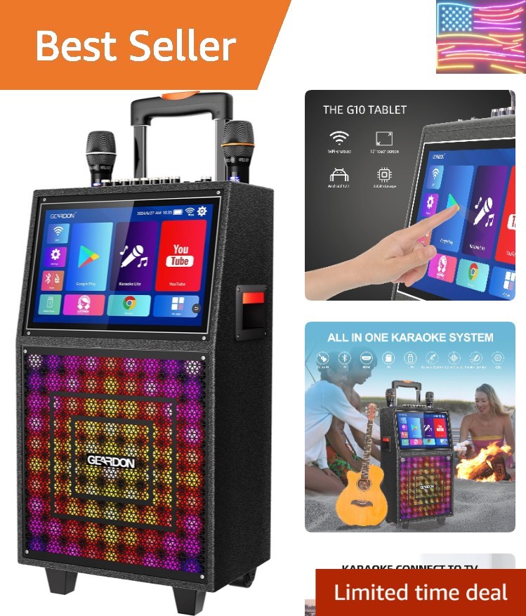Karaoke Machine with Lyrics Display Screen for Adults, Built-in 15 Inches Tab...