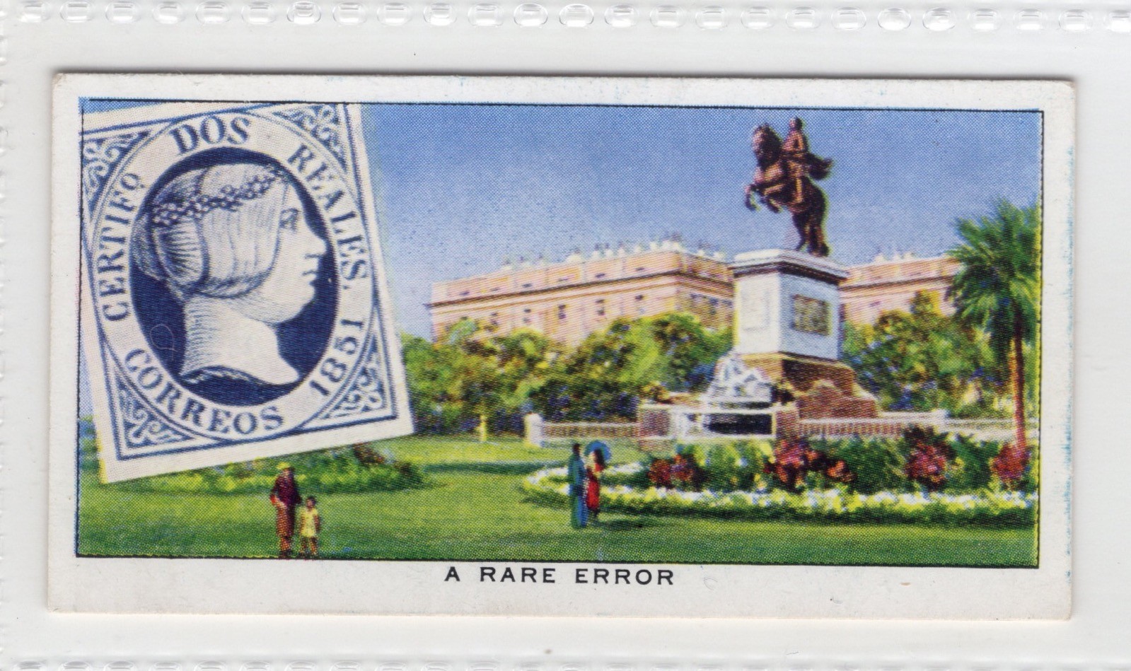 Cigarette Card featuring Postage stamp. Royal Palace Madrid Spain