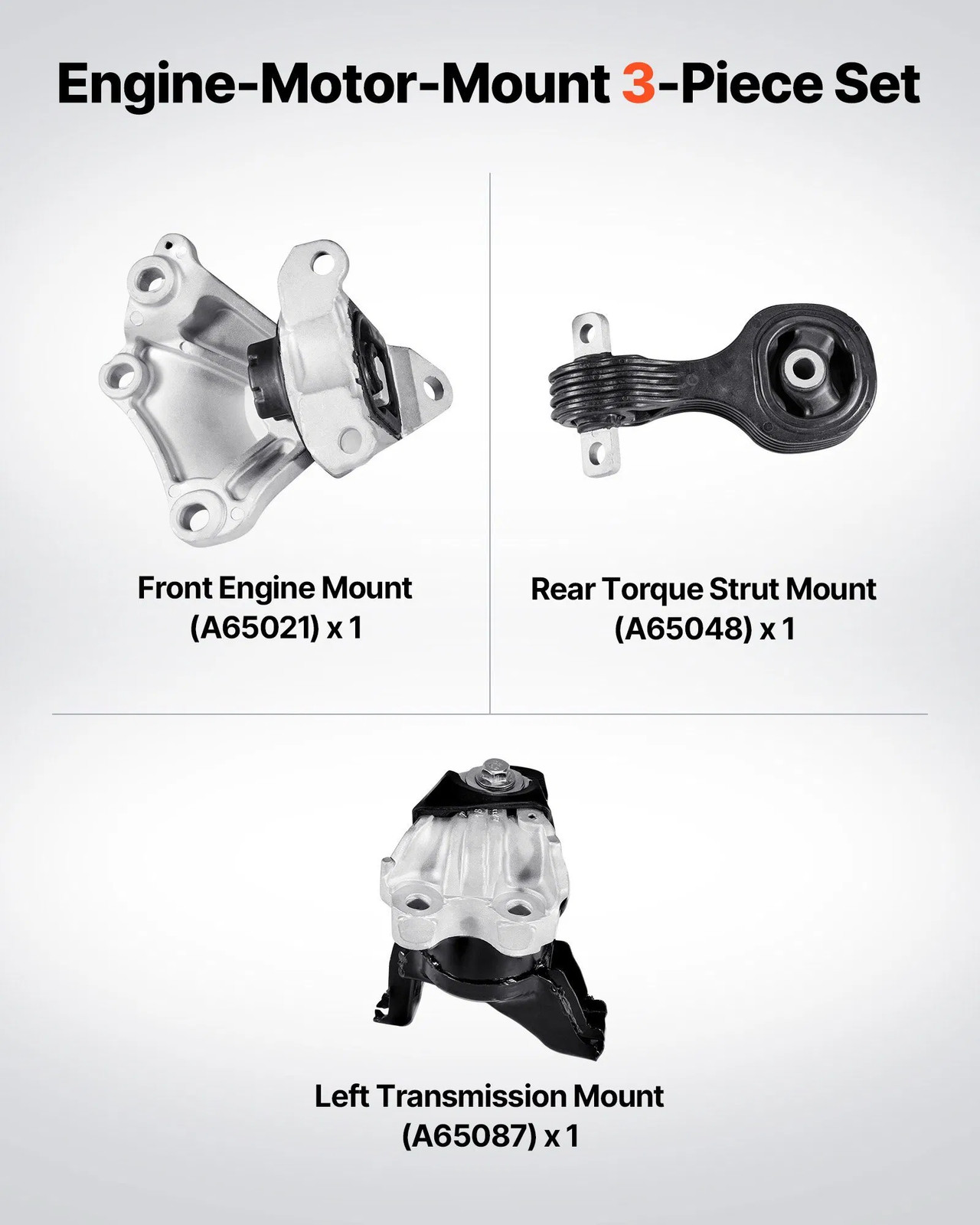 Engine Motor Mount and Transmission Mount Kit Replacement, Set of 3, Compatible