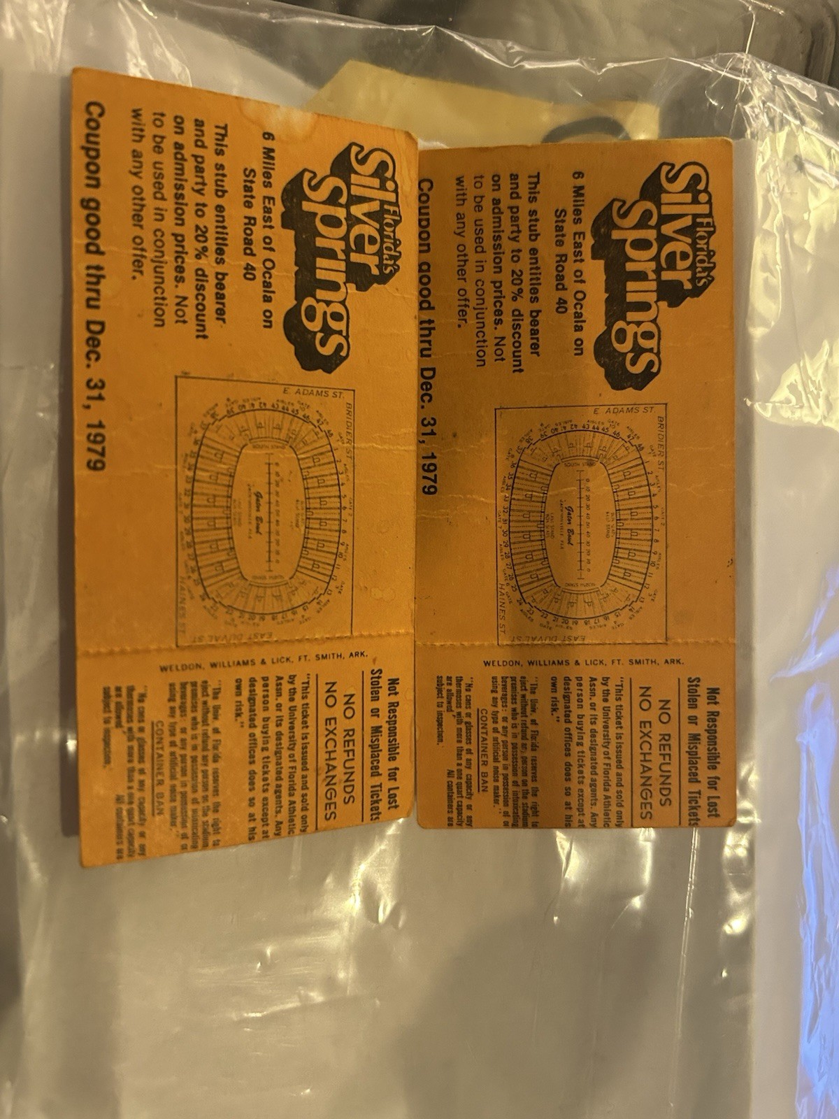 2 Unused Tickets Georgia Vs Florida Nov 10 1979..