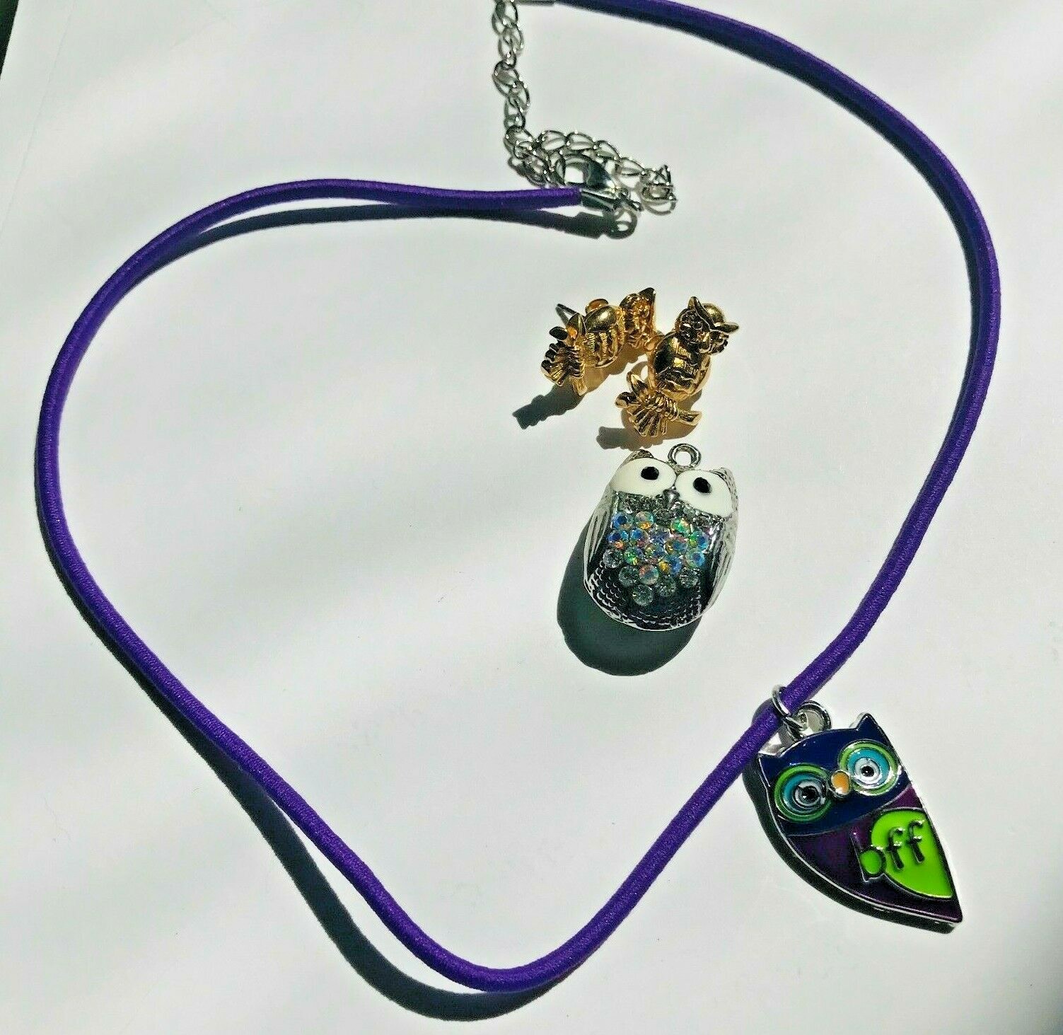 Owl Jewelry Lot 2 Pendants Pair Of Earrings Fashion Fun Bird Night Owl