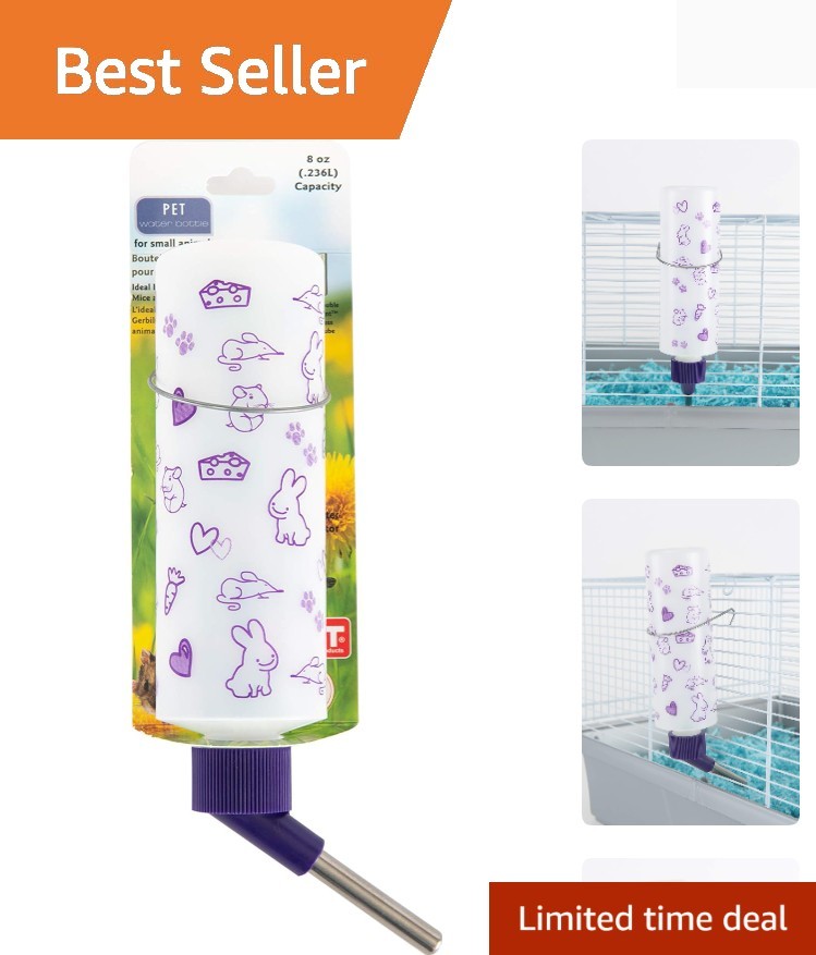 8-Ounce Stainless Steel Water Bottle for Rabbits, Ferrets & Hamsters