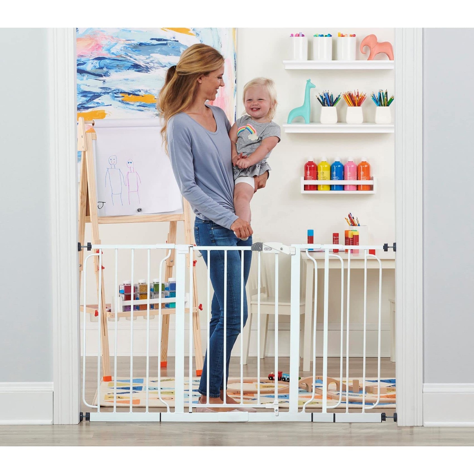 Extra Wide Baby Gate 29-56 W x 30 H Pressure Mount for Babies Toddlers Pets