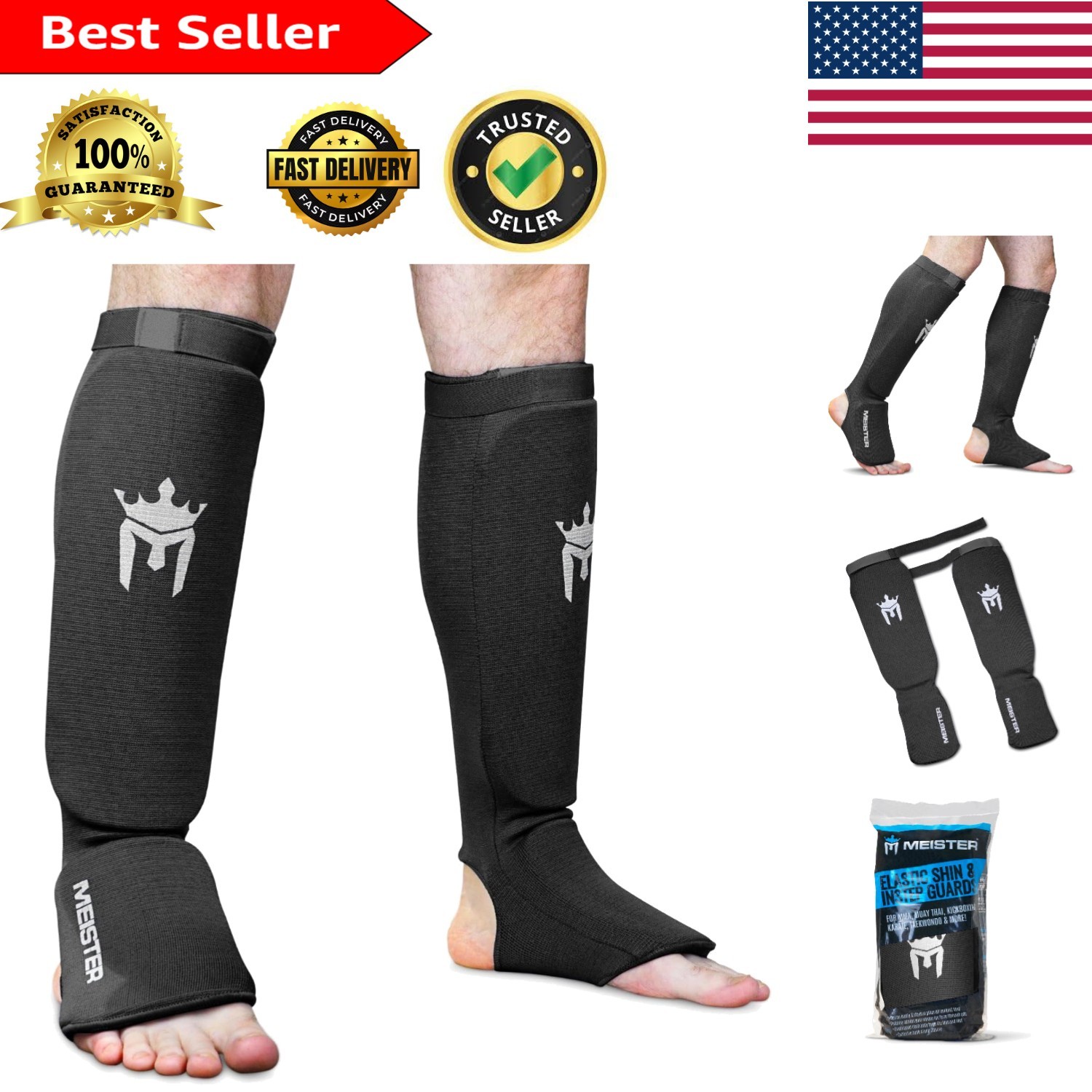 Lightweight Youth Shin Guards with Secure Hook & Loop for Muay Thai Training