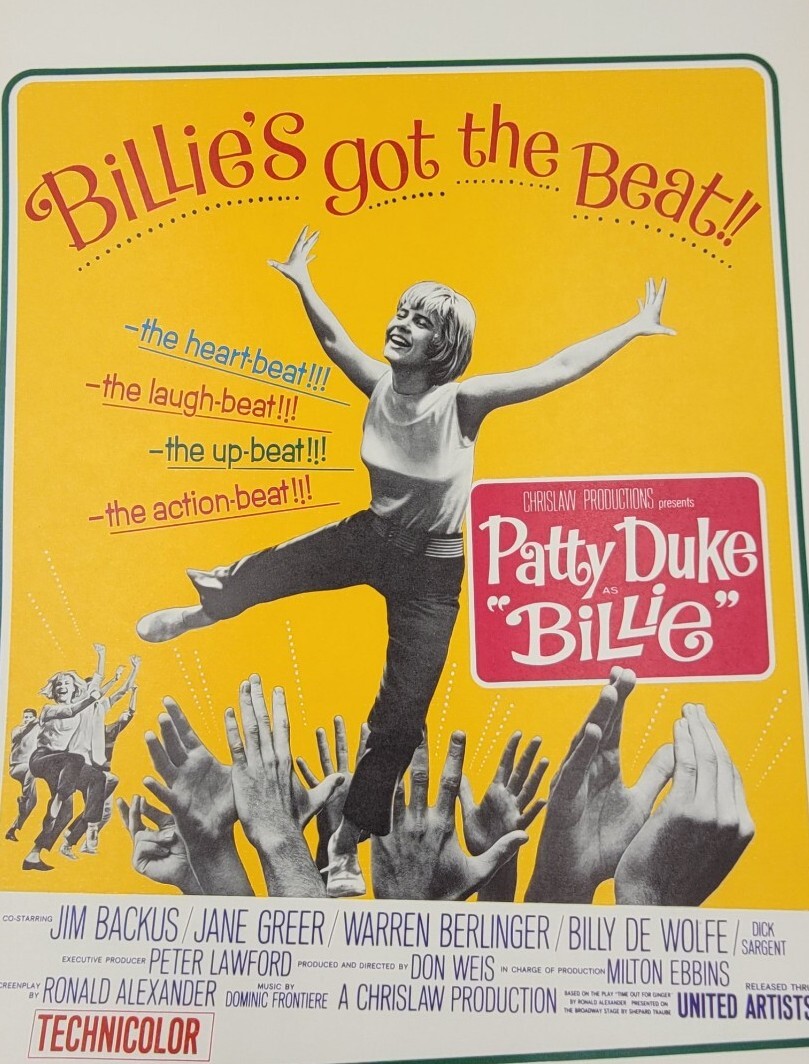 Patty Duke in  Beat  1965 Duke plays a High School tomboy   window card