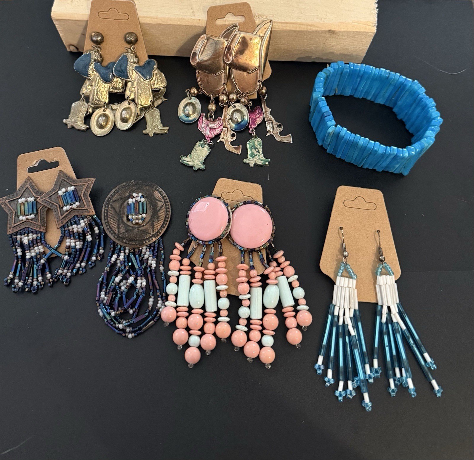 Fashion Jewelry Western Themed Mixed Lot Multicolor Earrings & Bracelet 