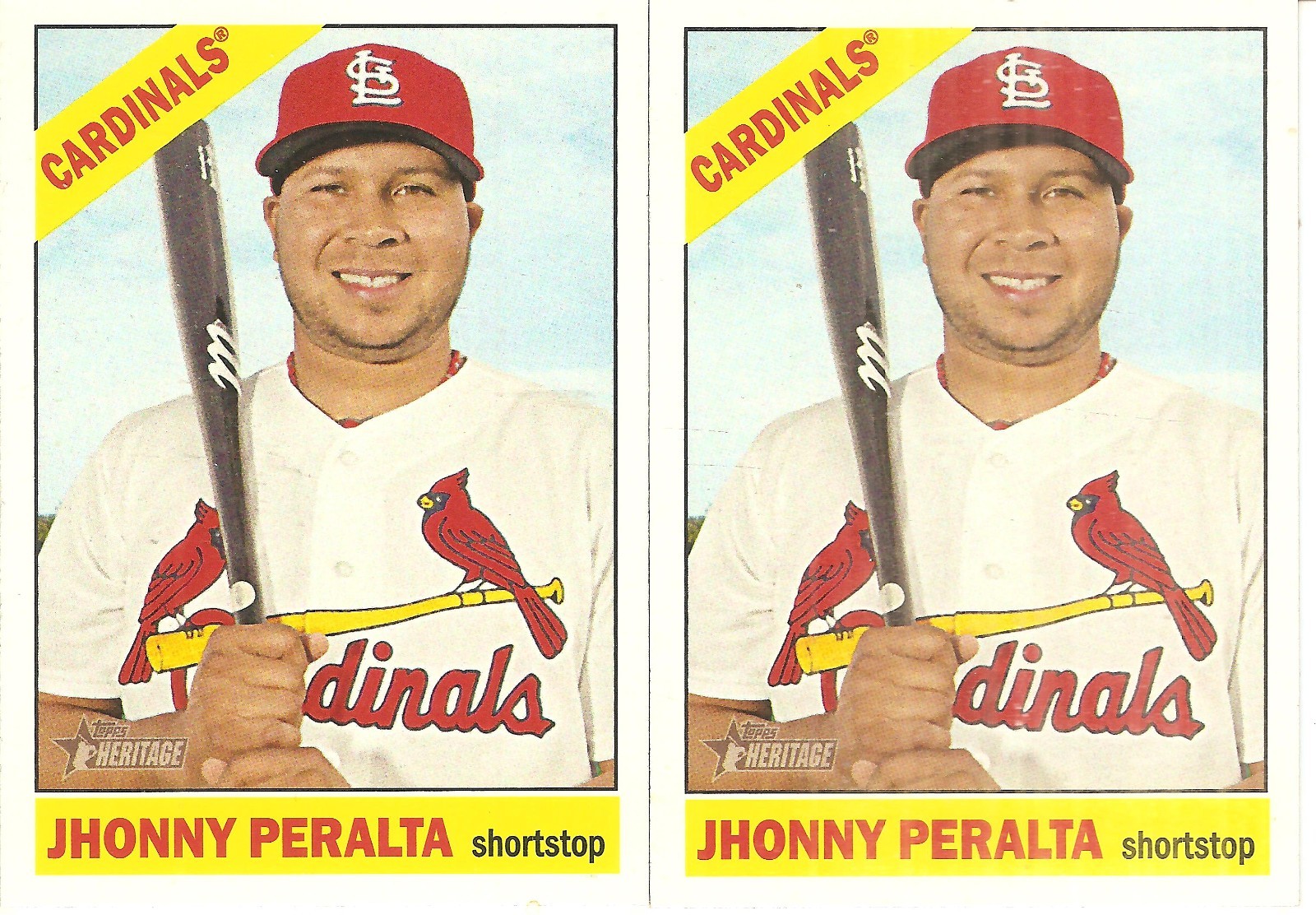 2 CARD 2015 TOPPS HERITAGE JHONNY PERALTA BASEBALL CARD LOT