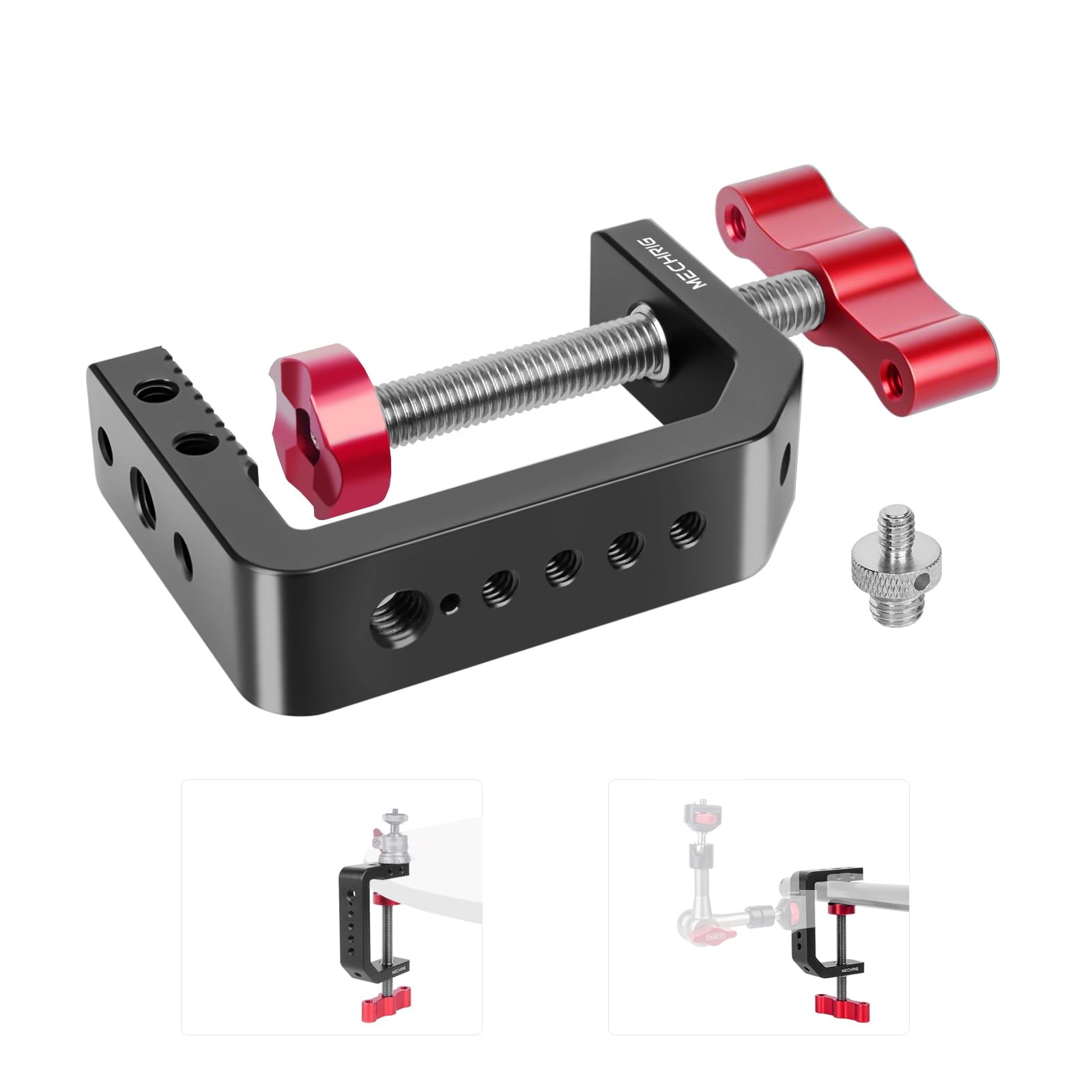 C Clamp Desk Camera Mount, Aluminum Table C-clamp with 1/4" 3/8" Thread, Desk...