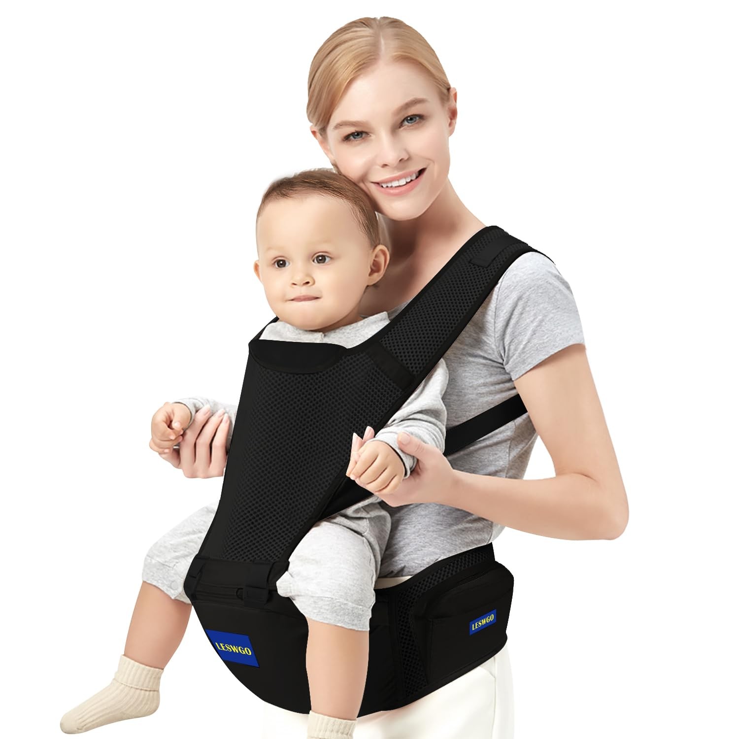 Baby Carrier with Hip Seat, 6-in-1 Baby Carrier Newborn to Toddler, Adjustabl...