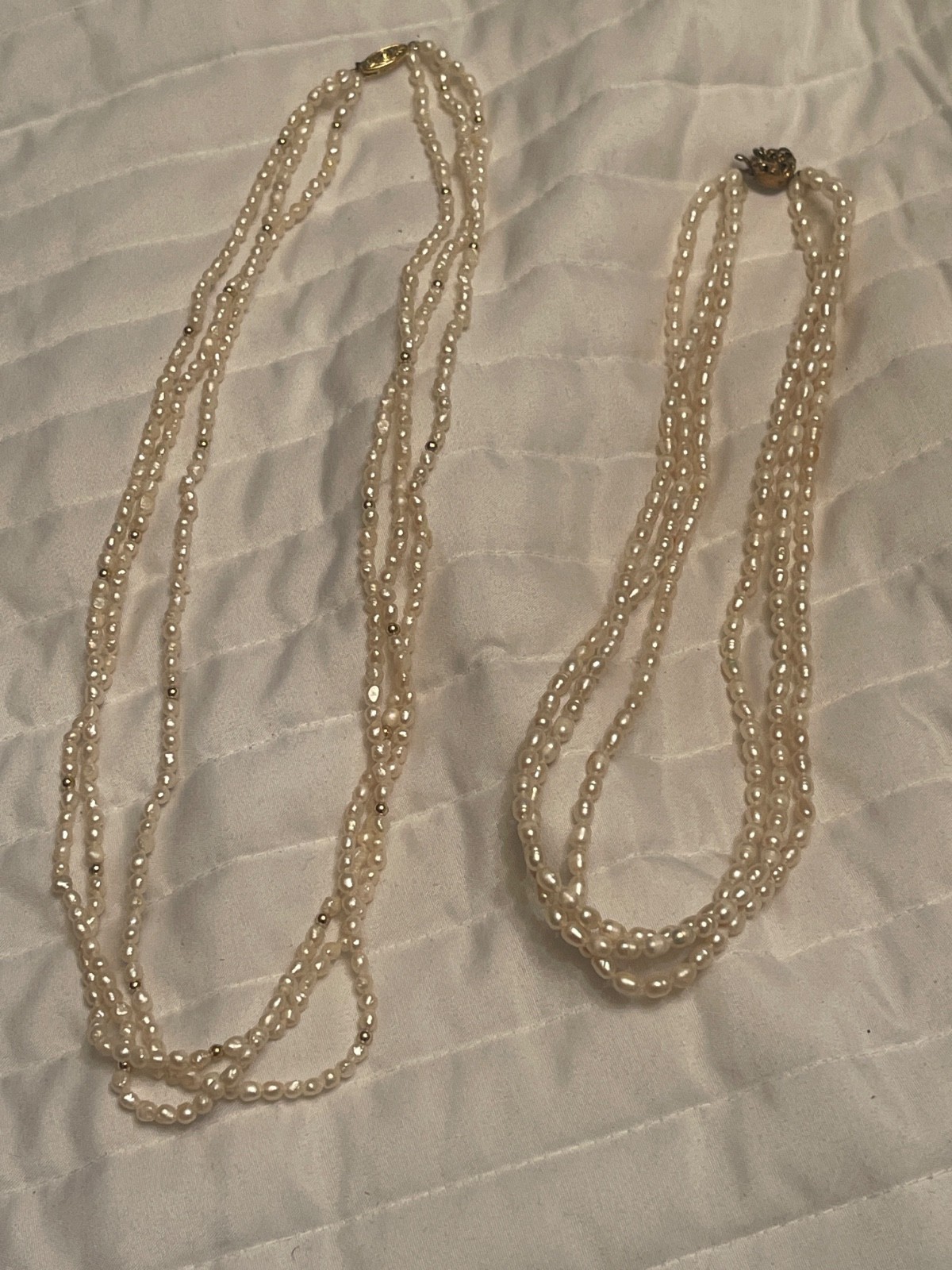 2 freshwater rice pearl necklaces