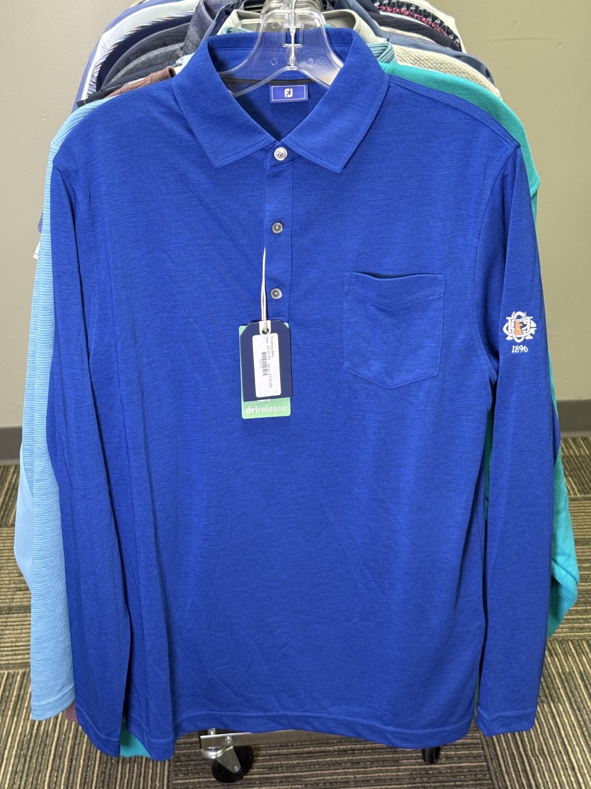NWT MEN'S FOOTJOY LS POLO, SIZE: S, COLOR: OCEAN HEATHER (M10.19)