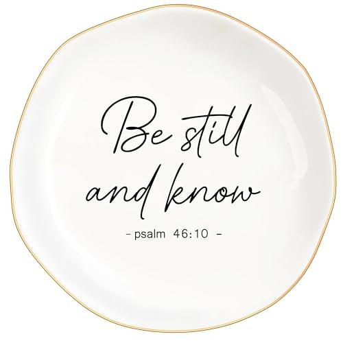 Christian Gifts for Women, Bible Verse Ceramic Jewelry Dish Trinket White-45:10