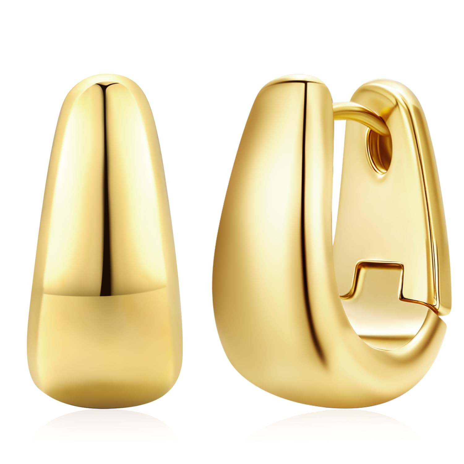 Small Chunky Hoop Earrings for Women 14k Real Gold Plated 925 Small, gold 