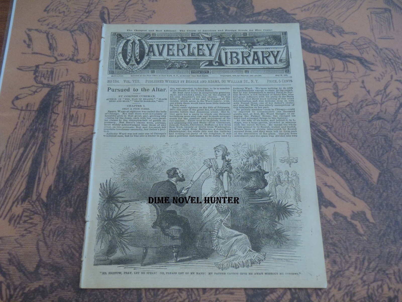 BEADLE & ADAMS WAVERLEY LIBRARY #184 VERY SCARCE FINE DIME NOVEL STORY PAPER