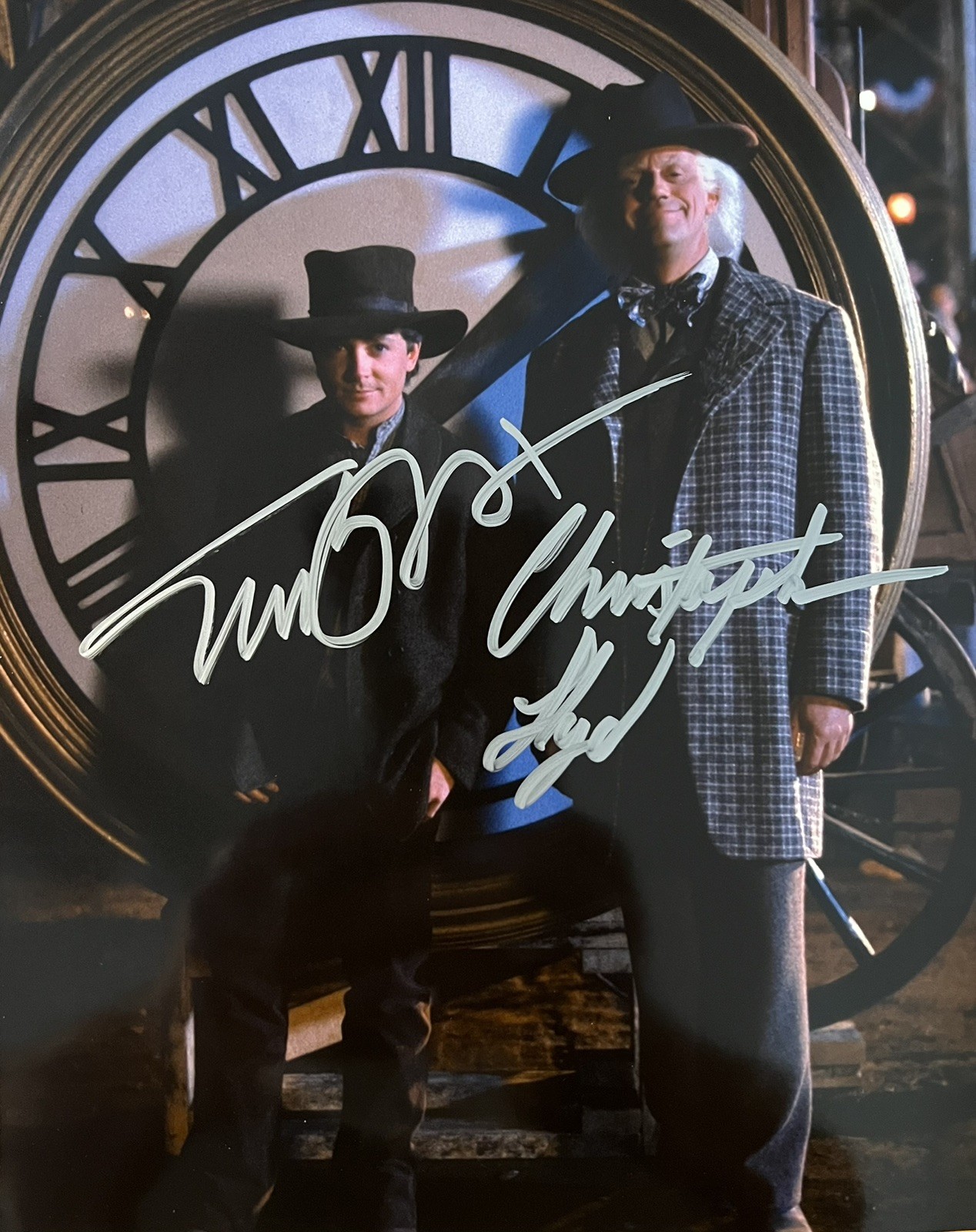 Michael J Fox & Christopher Lloyd Signed Photo with COA Back To The Future
