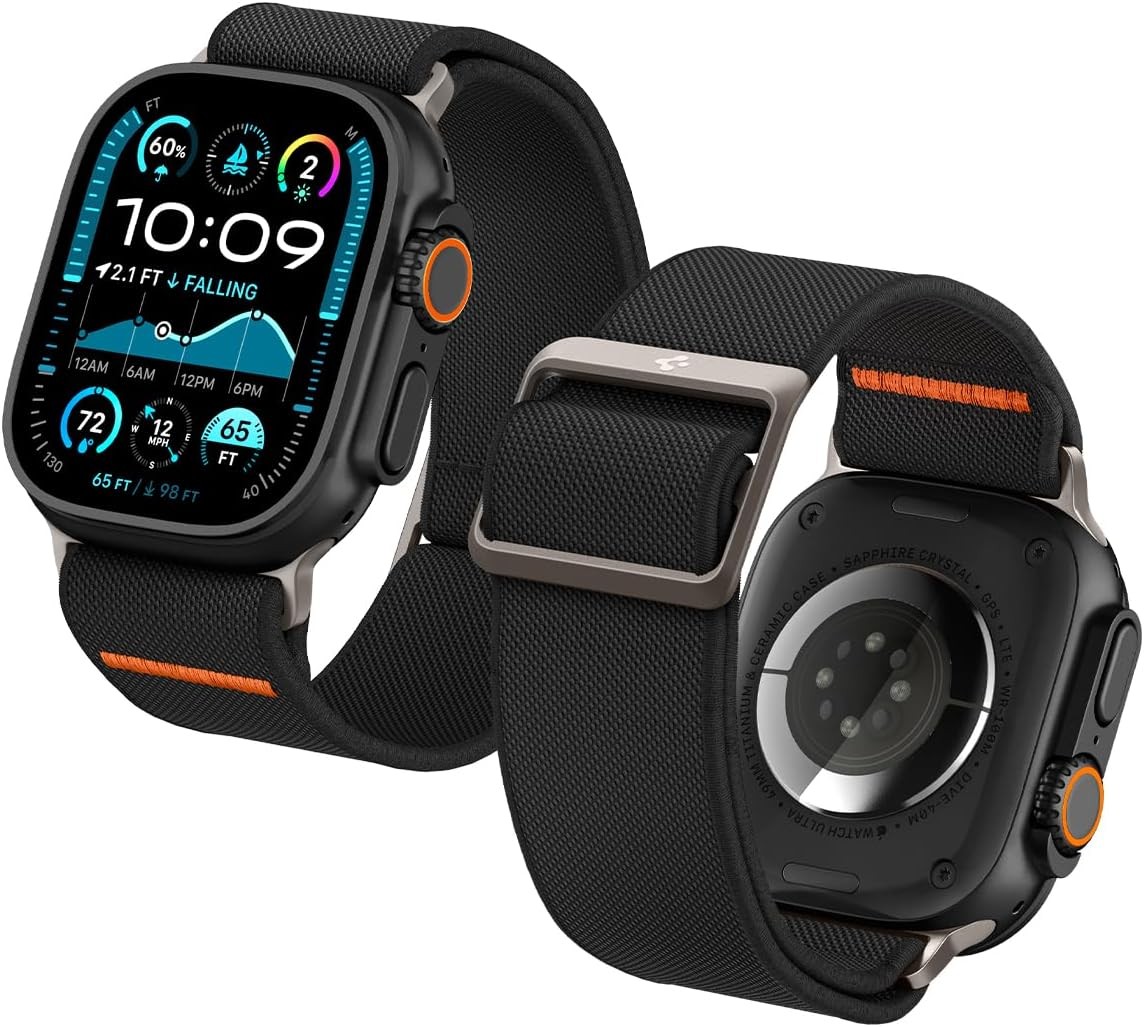 Nylon Strap Compatible with Apple Watch Ultra 49mm, Series 11 46mm, Black