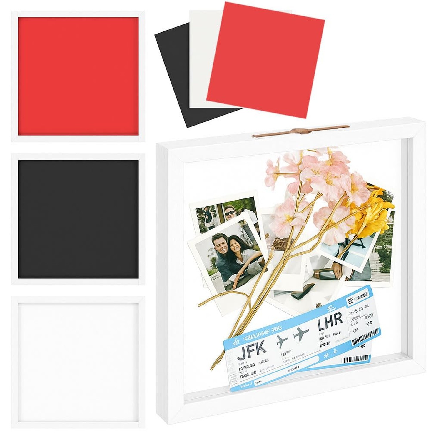 Travel Adventure Archive Shadow Box for Memories - 12x12 Inch Shadow Box Fram...