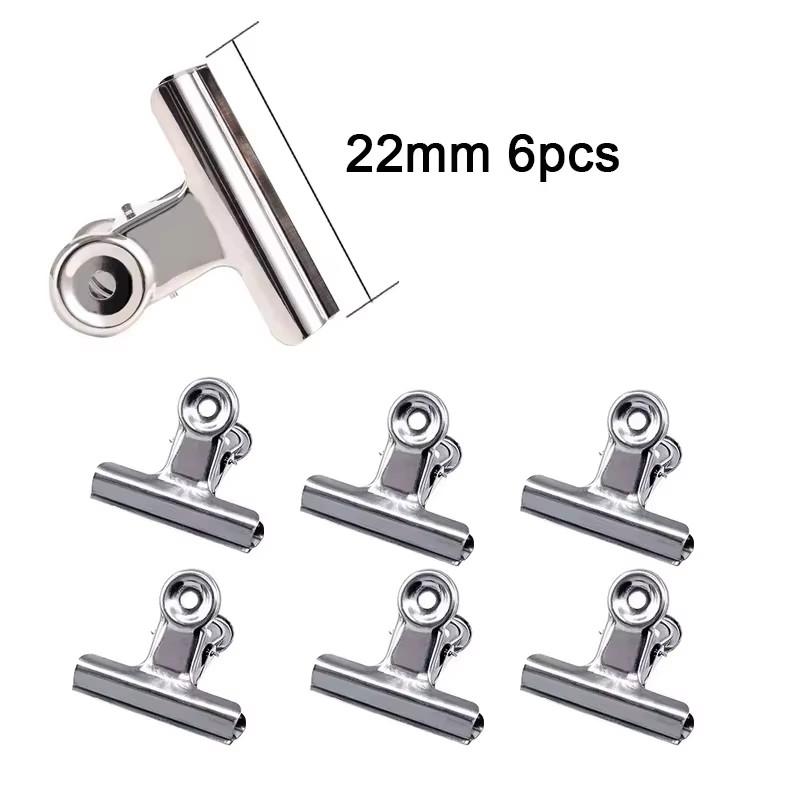 6Pcs Bulldog Clips Chip Clips Food Clip Multi-Functional Metal Hinge Clamp Binde
